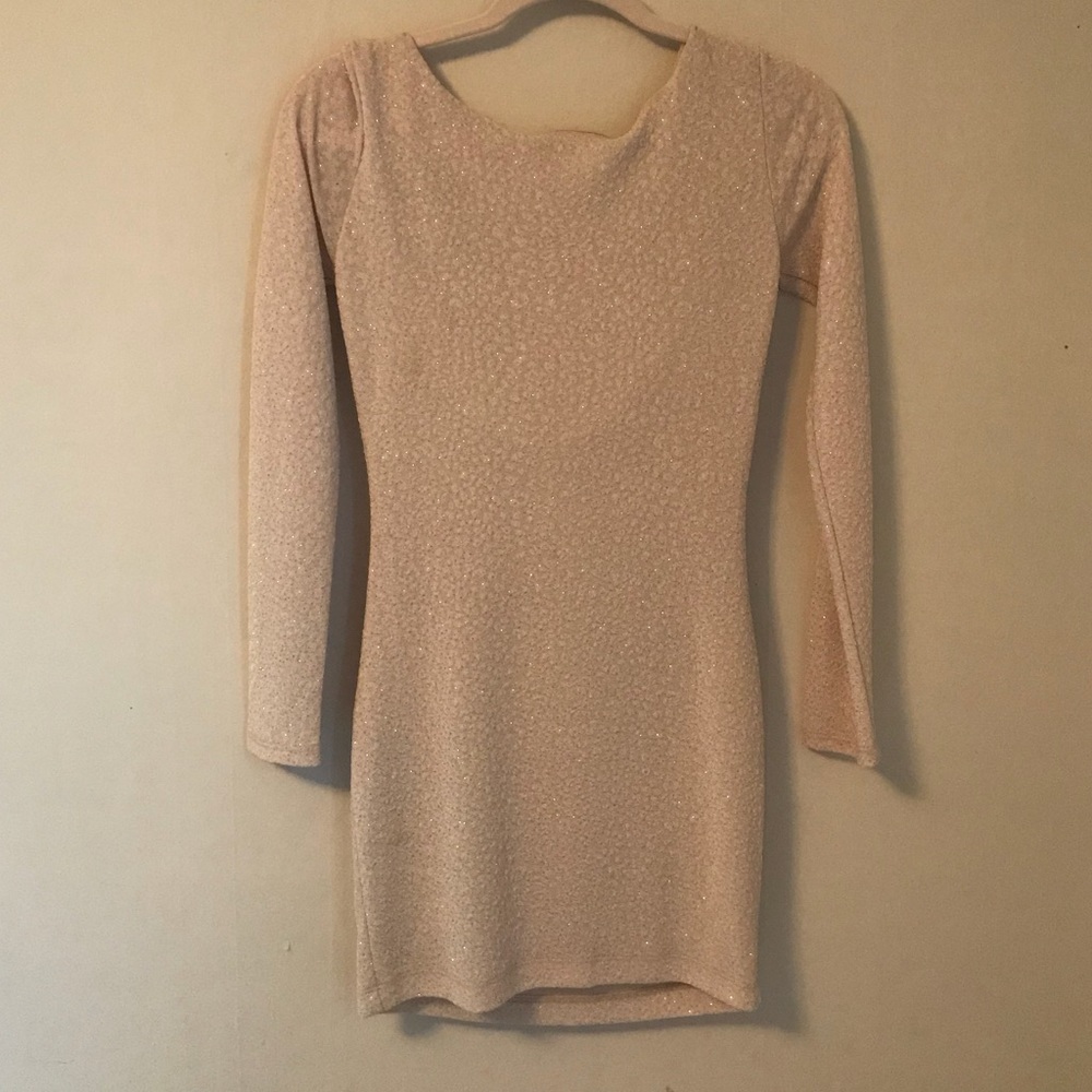 Cream Sparkly Tight Dress